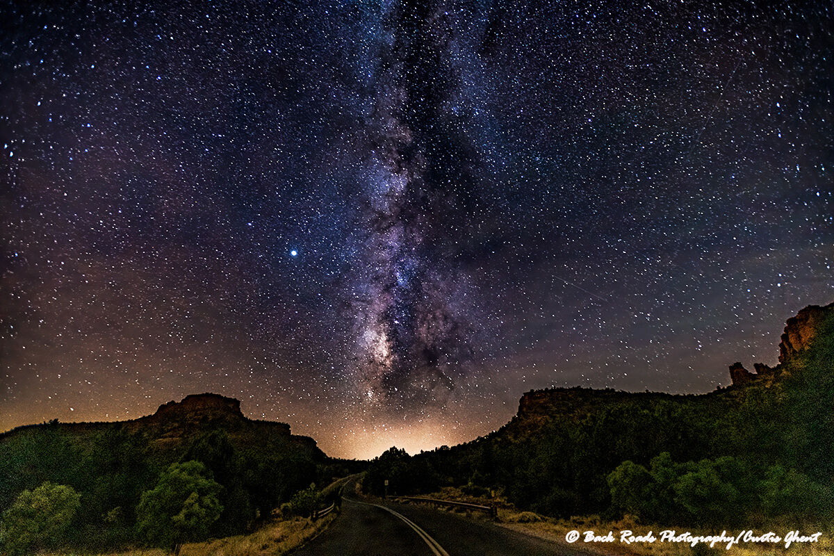 Heading out into the areas sorrounding Sedona the Milky Way lined up perfectly with the middle of the road.