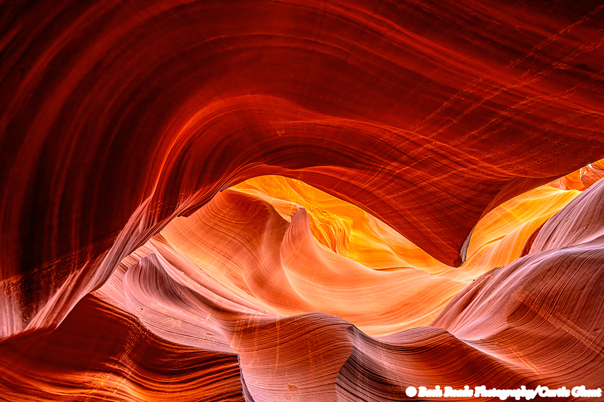 The rock formations inside Lower Antelope Canyon look like waves on the water.