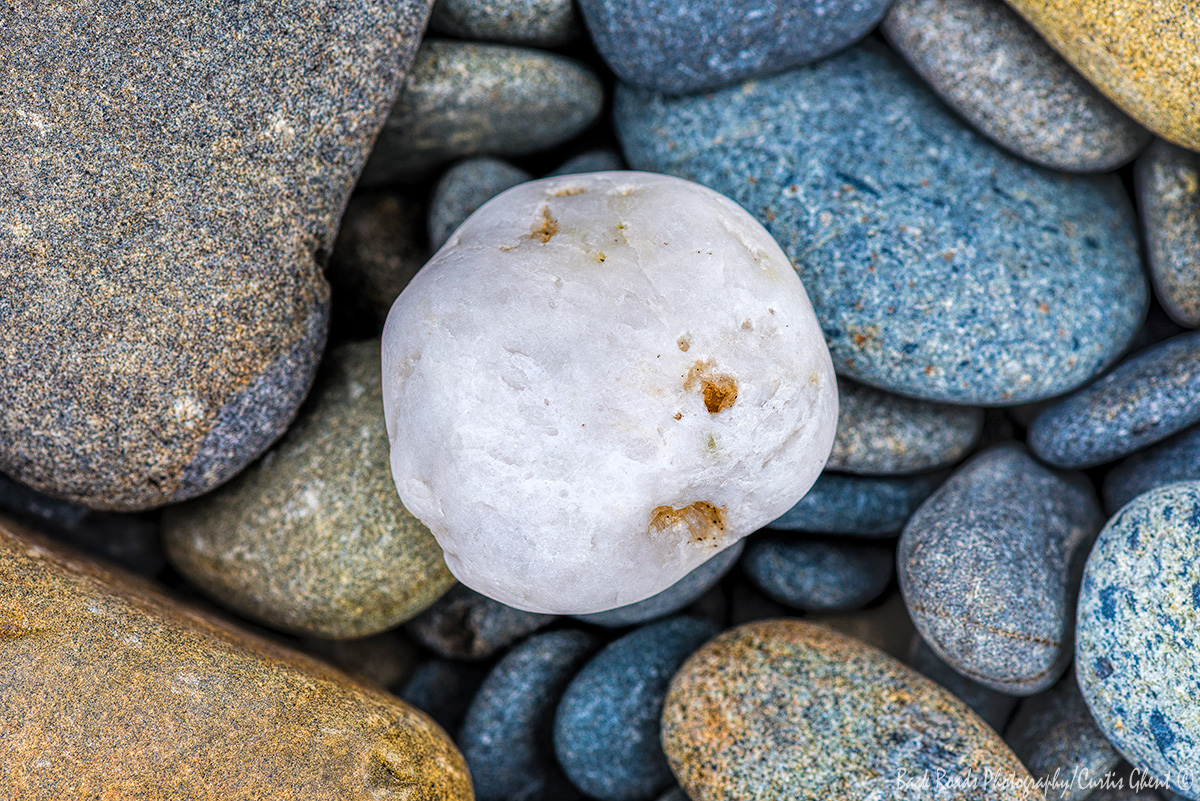 Most of the beaches in Olympic National Park are grey rock.  So, when you have just one white rock it stands out.